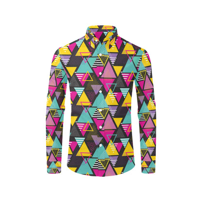 Geometric Colorful Pattern Print Design 02 Men's Long Sleeve Shirt