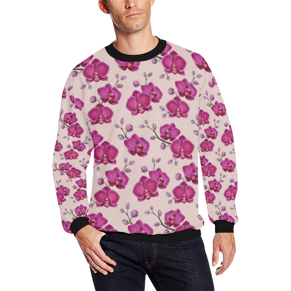 Orchid Purple Pattern Print Design OR04 Men Long Sleeve Sweatshirt