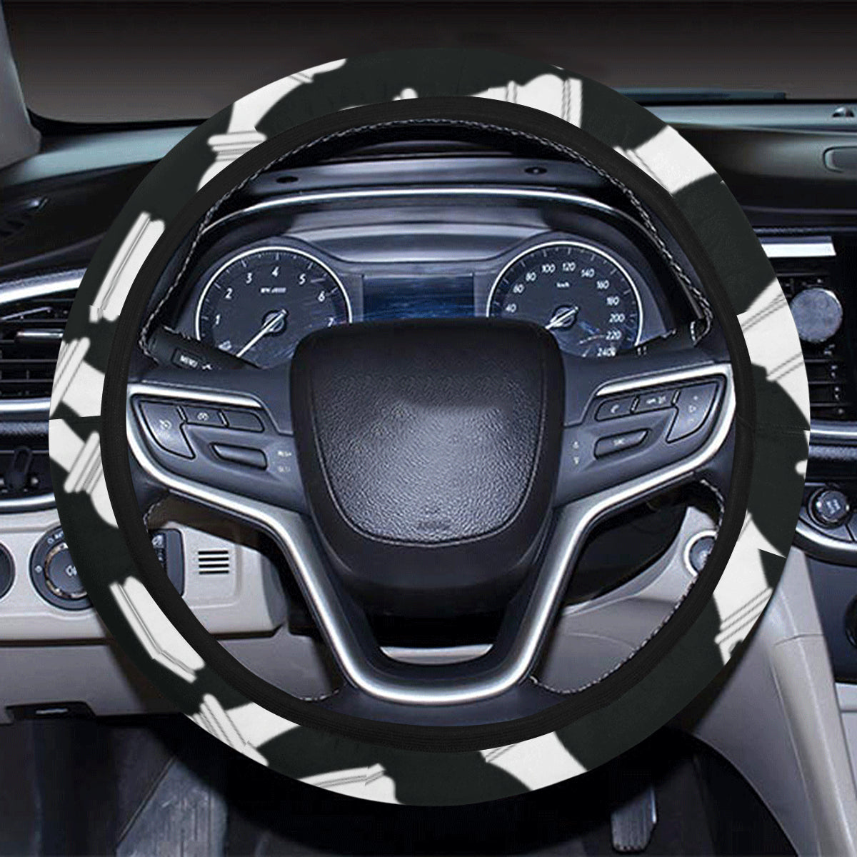 Chess Pattern Print Design 01 Steering Wheel Cover with Elastic Edge