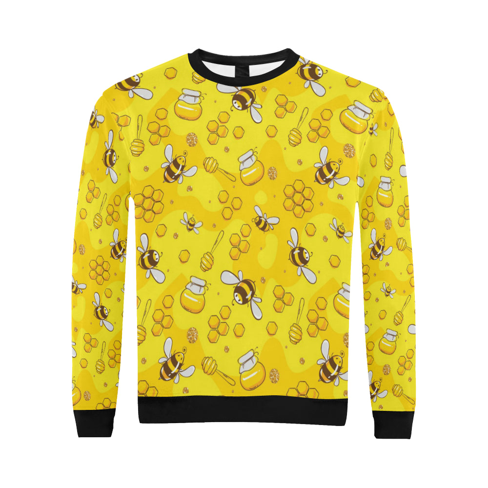 Bee Pattern Print Design BEE01 Men Long Sleeve Sweatshirt