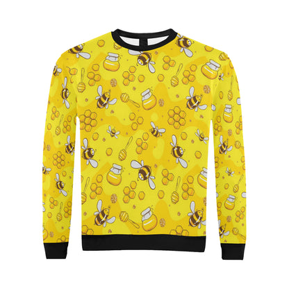 Bee Pattern Print Design BEE01 Men Long Sleeve Sweatshirt