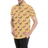 Dachshund Pattern Print Design 07 Men's Short Sleeve Button Up Shirt