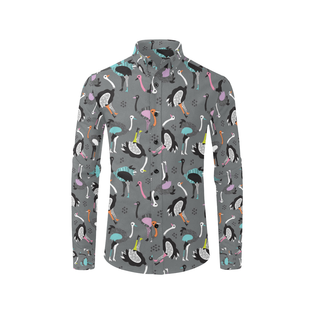 Ostrich Pattern Print Design 01 Men's Long Sleeve Shirt