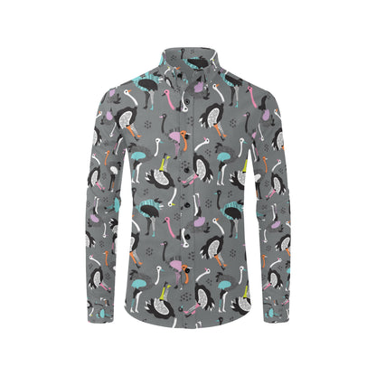 Ostrich Pattern Print Design 01 Men's Long Sleeve Shirt