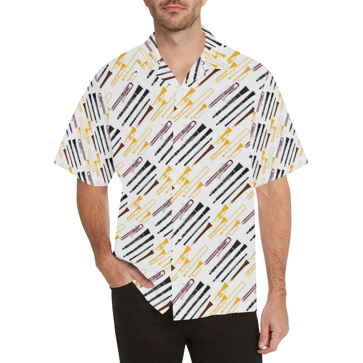 Clarinet Pattern Print Design 01 Men's Hawaiian Shirt