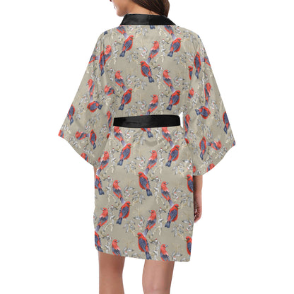 Birds Pattern Print Design 05 Women's Short Kimono
