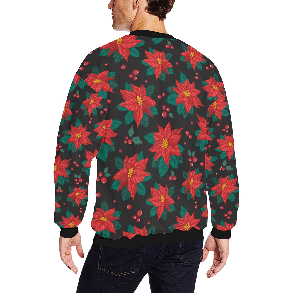 Poinsettia Pattern Print Design POT07 Men Long Sleeve Sweatshirt