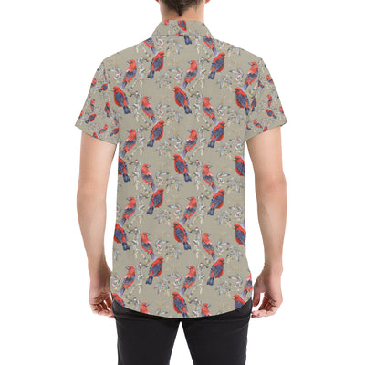 Birds Pattern Print Design 05 Men's Short Sleeve Button Up Shirt