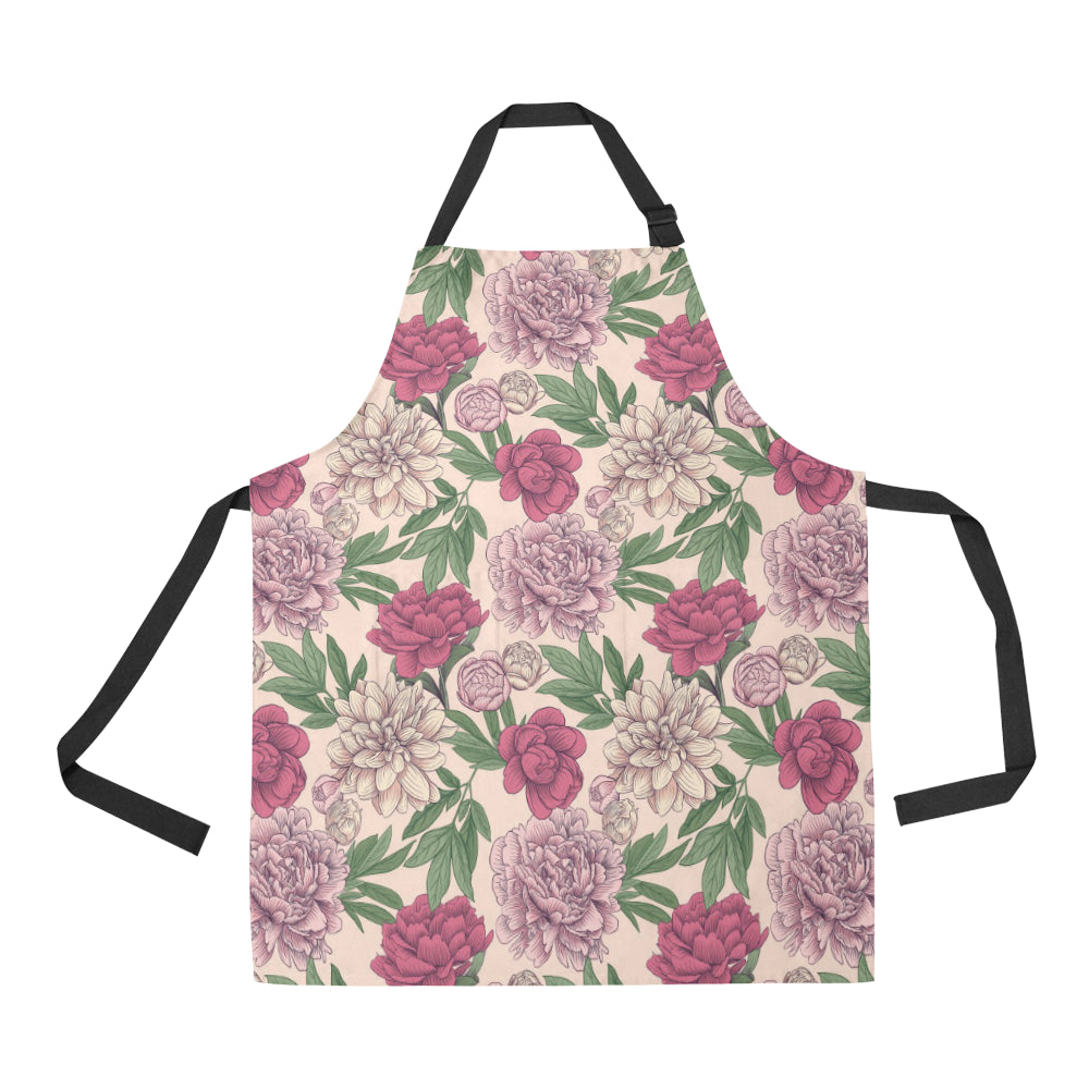 Peony Pattern Print Design A01 Apron with Pocket