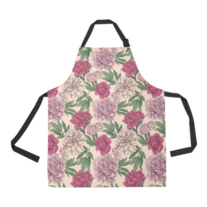 Peony Pattern Print Design A01 Apron with Pocket