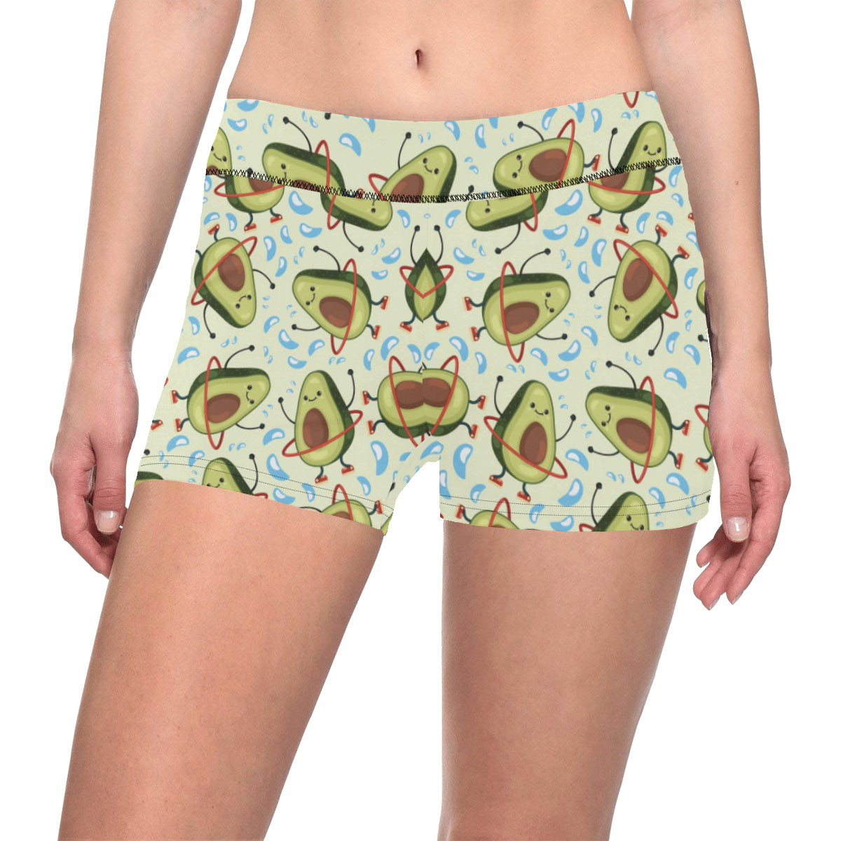 Avocado Pattern Print Design AC02 Yoga Shorts