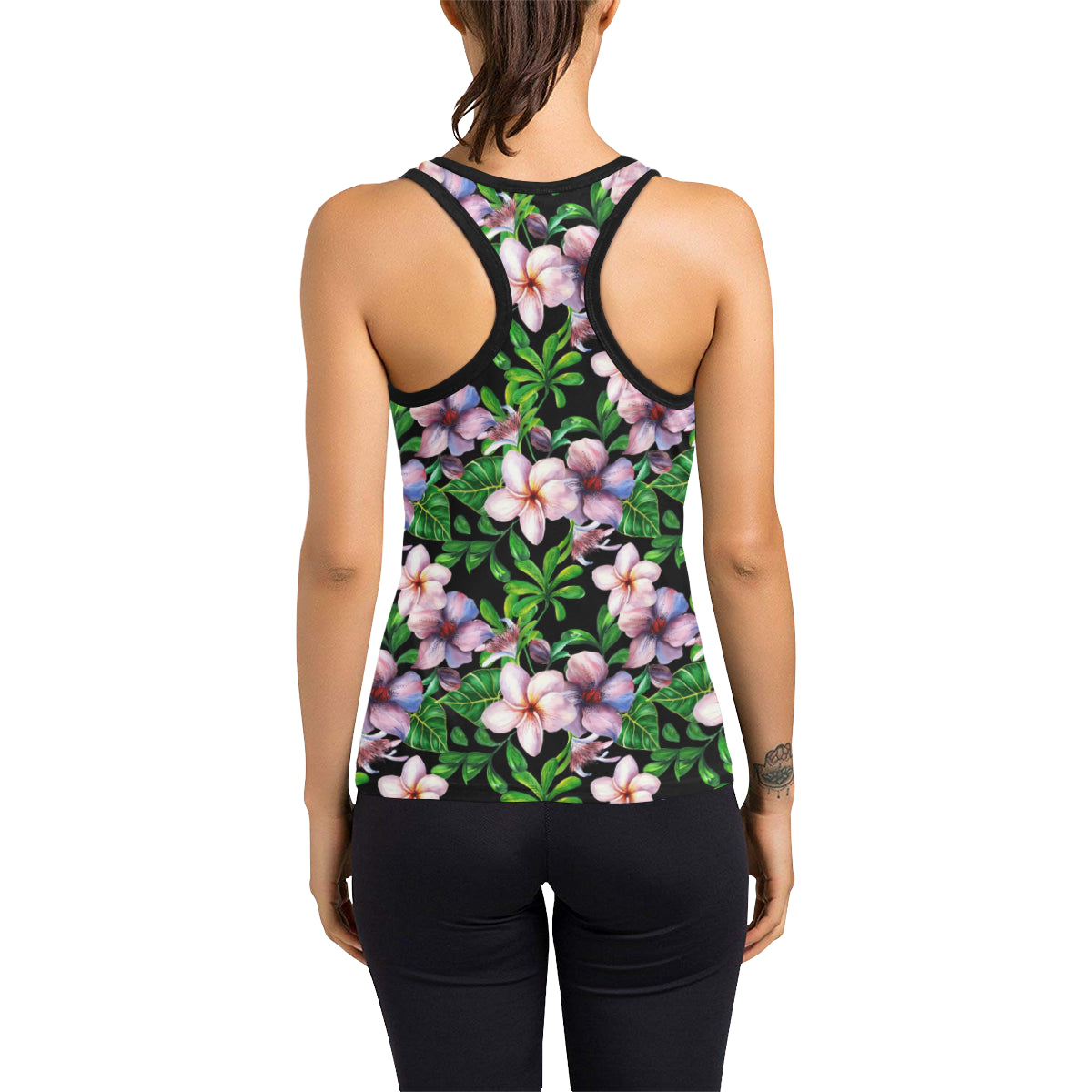 Plumeria Pattern Print Design PM01 Women's Racerback Tank Top