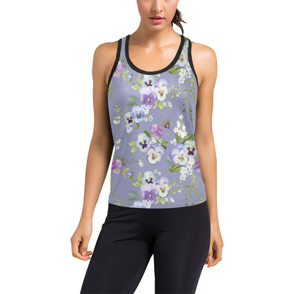 Pansy Pattern Print Design PS05 Women's Racerback Tank Top