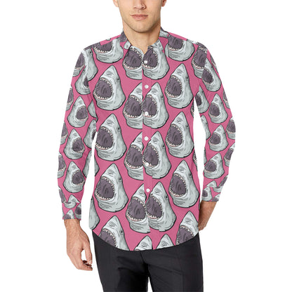 Great White Shark Pattern Print Design 01 Men's Long Sleeve Shirt