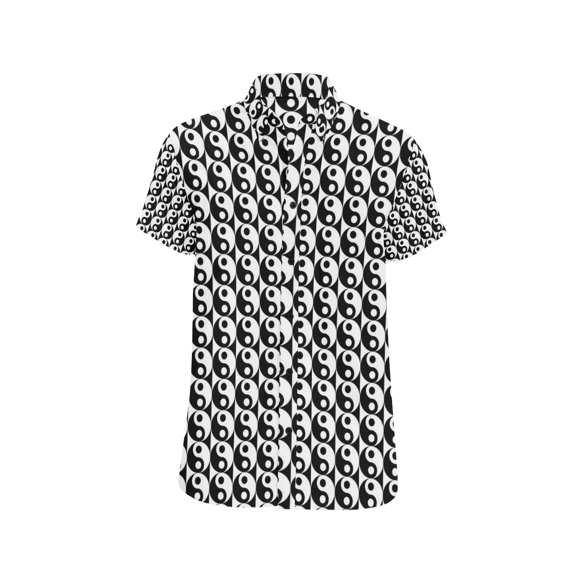 Yin Yang Classic Pattern Design Print Men's Short Sleeve Button Up Shirt