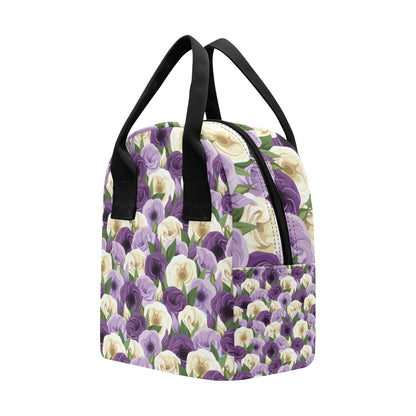 Lisianthus Pattern Print Design LT01 Insulated Lunch Bag