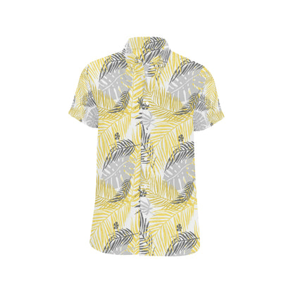 Palm Leaves Pattern Print Design PL012 Men's Short Sleeve Button Up Shirt