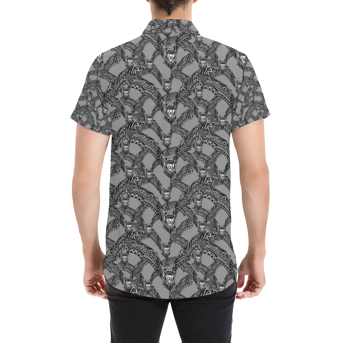 Bat Pattern Print Design 04 Men's Short Sleeve Button Up Shirt