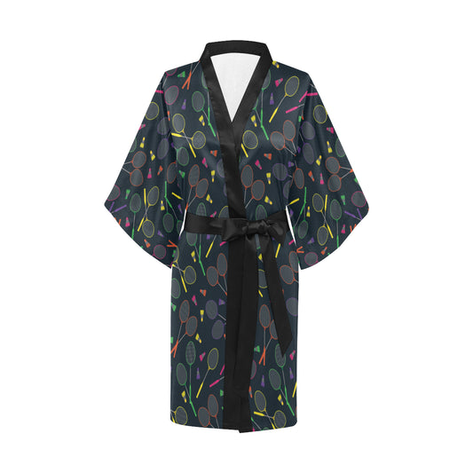 Badminton Pattern Print Design 04 Women's Short Kimono