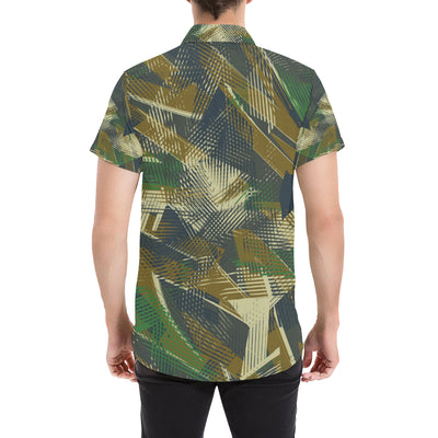 Military Camouflage Pattern Print Design 01 Men's Short Sleeve Button Up Shirt