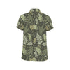 Fern Leave Green Print Pattern Men's Short Sleeve Button Up Shirt