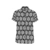 Calendar Aztec White Black Print Pattern Men's Short Sleeve Button Up Shirt