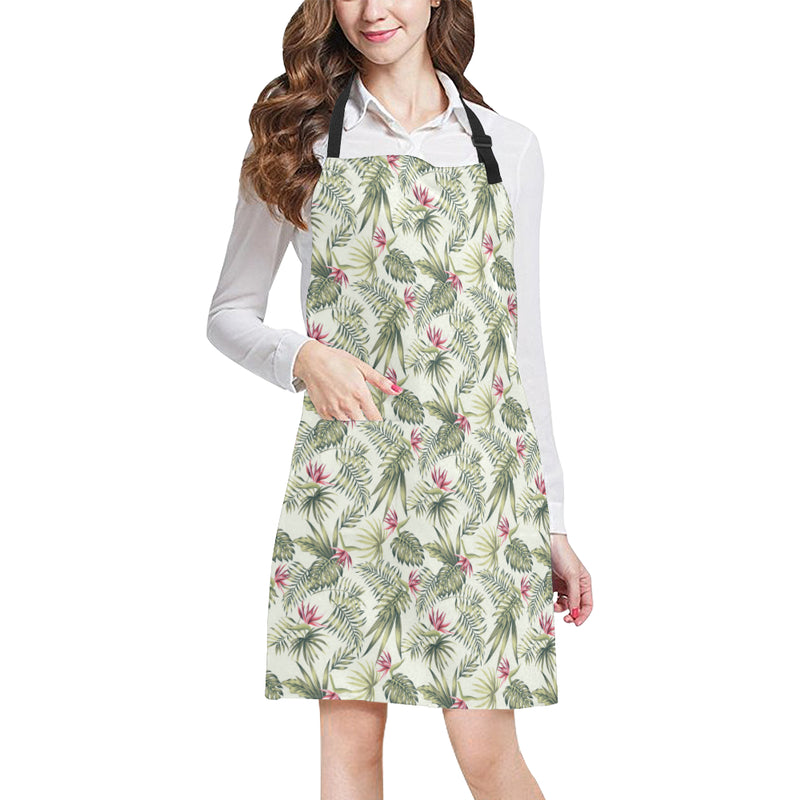 Bird Of Paradise Pattern Print Design 04 Apron with Pocket