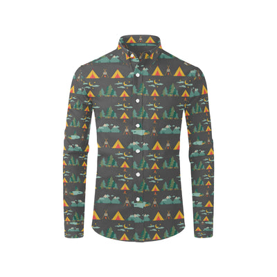 Camping Tent Pattern Print Design 03 Men's Long Sleeve Shirt