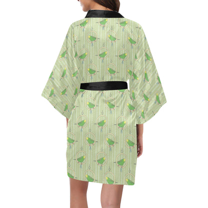 Budgerigar Pattern Print Design 02 Women's Short Kimono