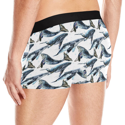 Blue Whale Pattern Print Design 03 Men's Boxer Briefs