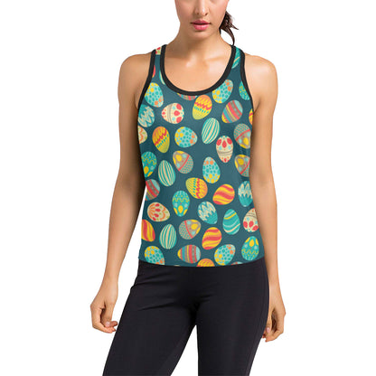 Easter Eggs Pattern Print Design RB09 Women's Racerback Tank Top