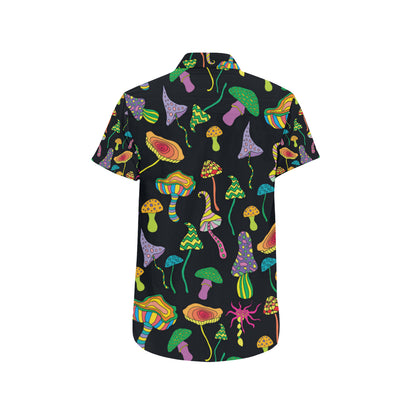 Psychedelic Mushroom Pattern Print Design A02 Men's Short Sleeve Button Up Shirt