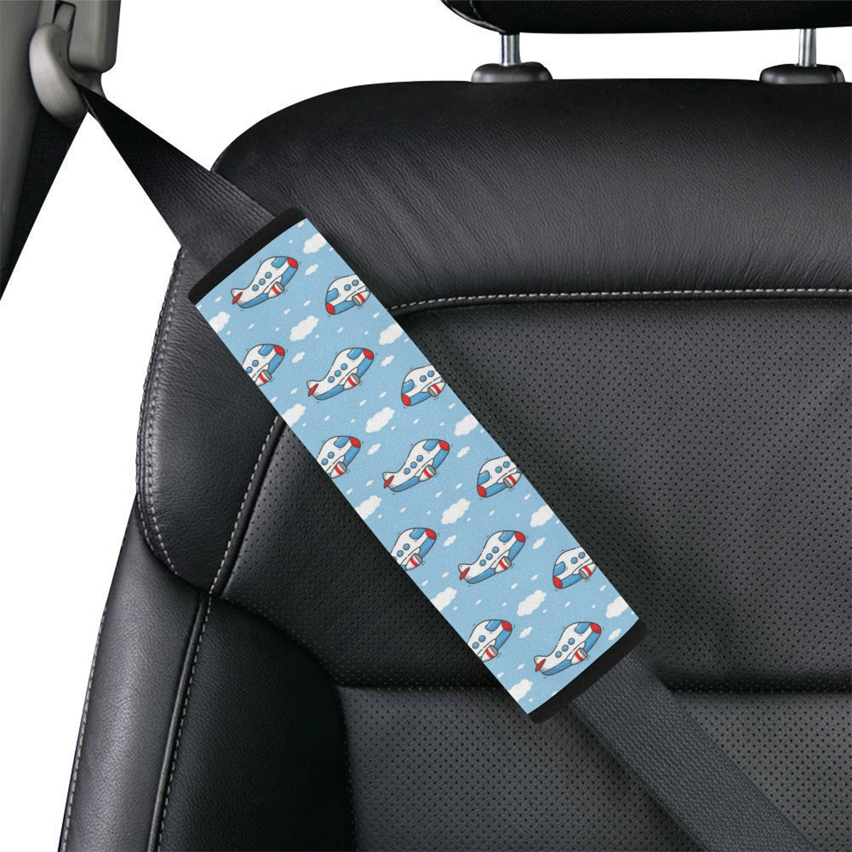 Airplane Cartoon Pattern Print Design 07 Car Seat Belt Cover