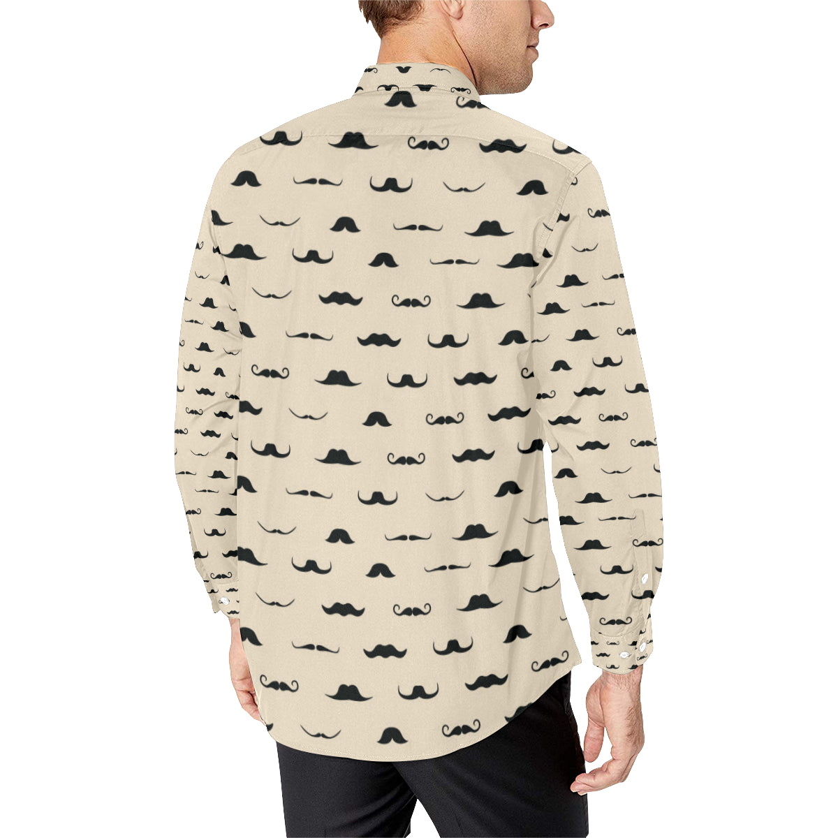 Mustache Pattern Print Design A03 Men's Long Sleeve Shirt