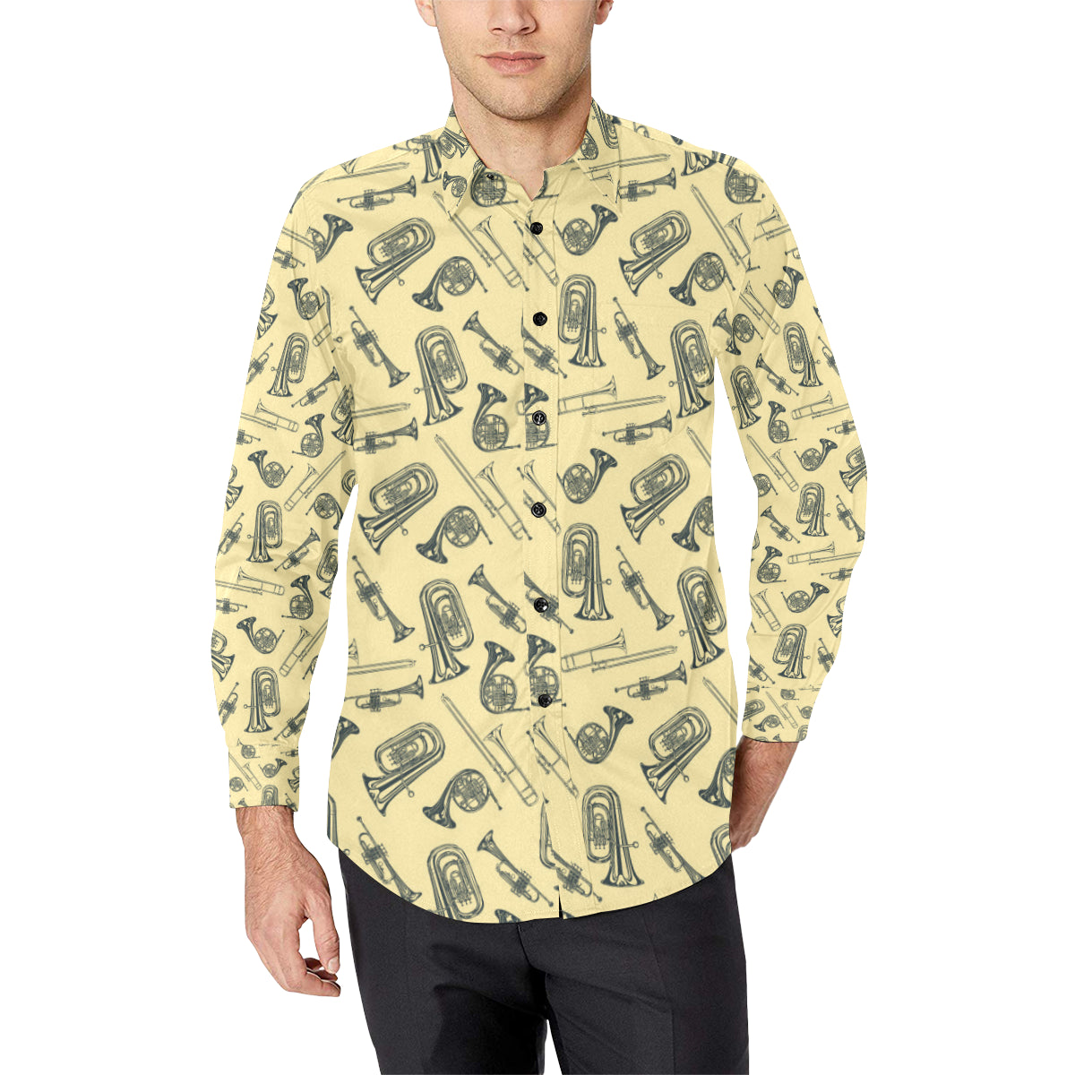 Tuba Pattern Print Design 01 Men's Long Sleeve Shirt