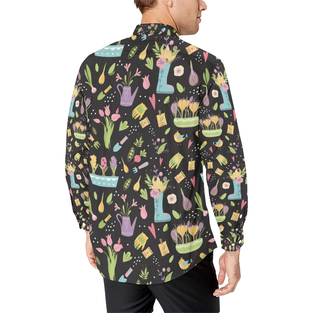 Gardening Pattern Print Design G03 Men's Long Sleeve Shirt