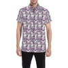 Chihuahua Happy Pattern Men's Short Sleeve Button Up Shirt