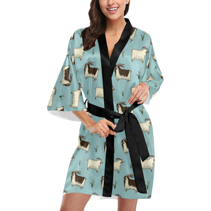 Goat Pattern Print Design 02 Women's Short Kimono