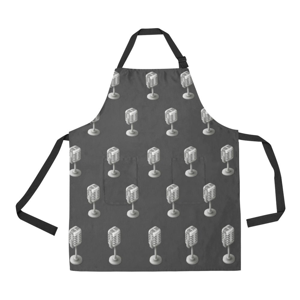 Microphone Vintage Pattern Print Design 01 Apron with Pocket