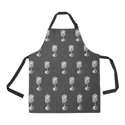 Microphone Vintage Pattern Print Design 01 Apron with Pocket