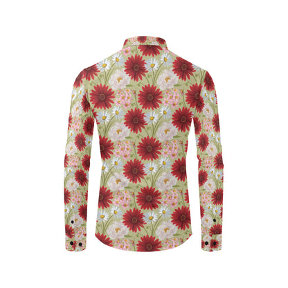 Gerberas Pattern Print Design GB07 Men's Long Sleeve Shirt