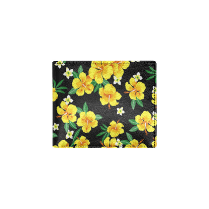 Yellow Hibiscus Pattern Print Design HB08 Men's ID Card Wallet