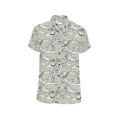 Snail Pattern Print Design 03 Men's Short Sleeve Button Up Shirt