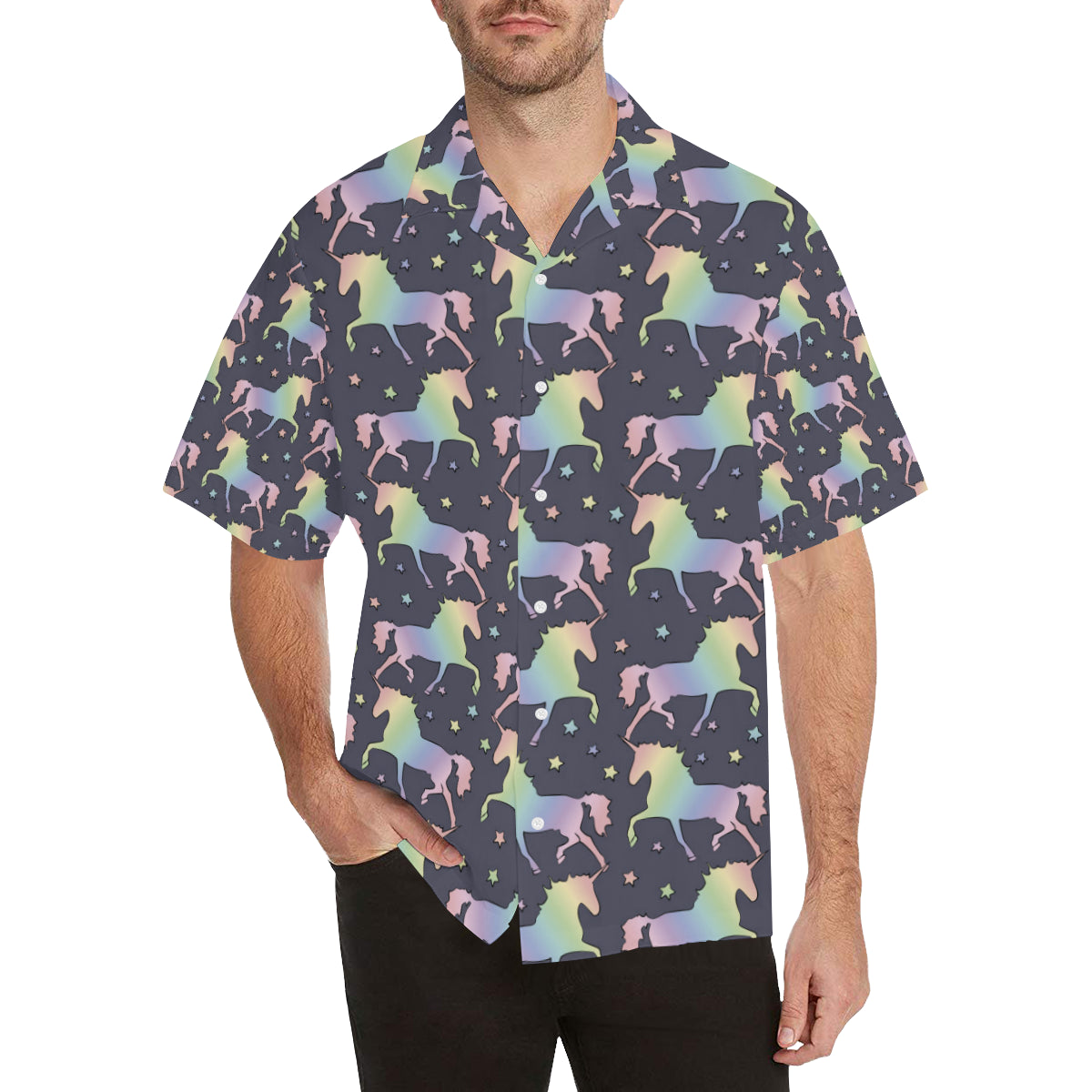 Rainbow Pattern Print Design A05 Men's Hawaiian Shirt