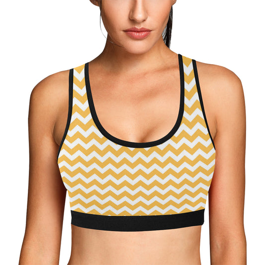 Chevron Orange Pattern Print Design 01 Sports Bra