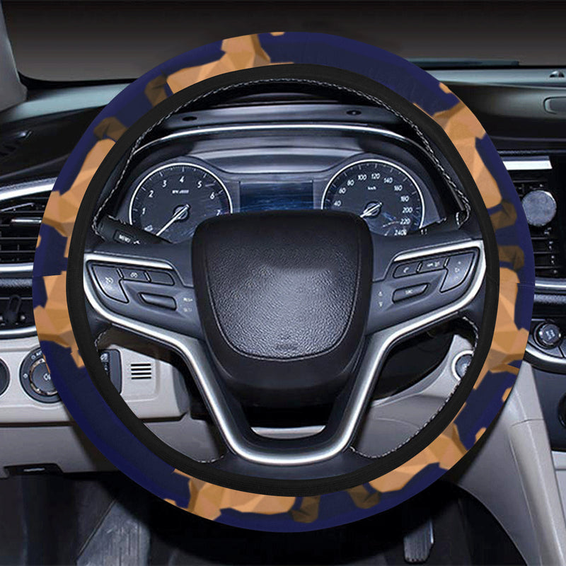 Horse Luxury Themed Pattern Print Steering Wheel Cover with Elastic Edge