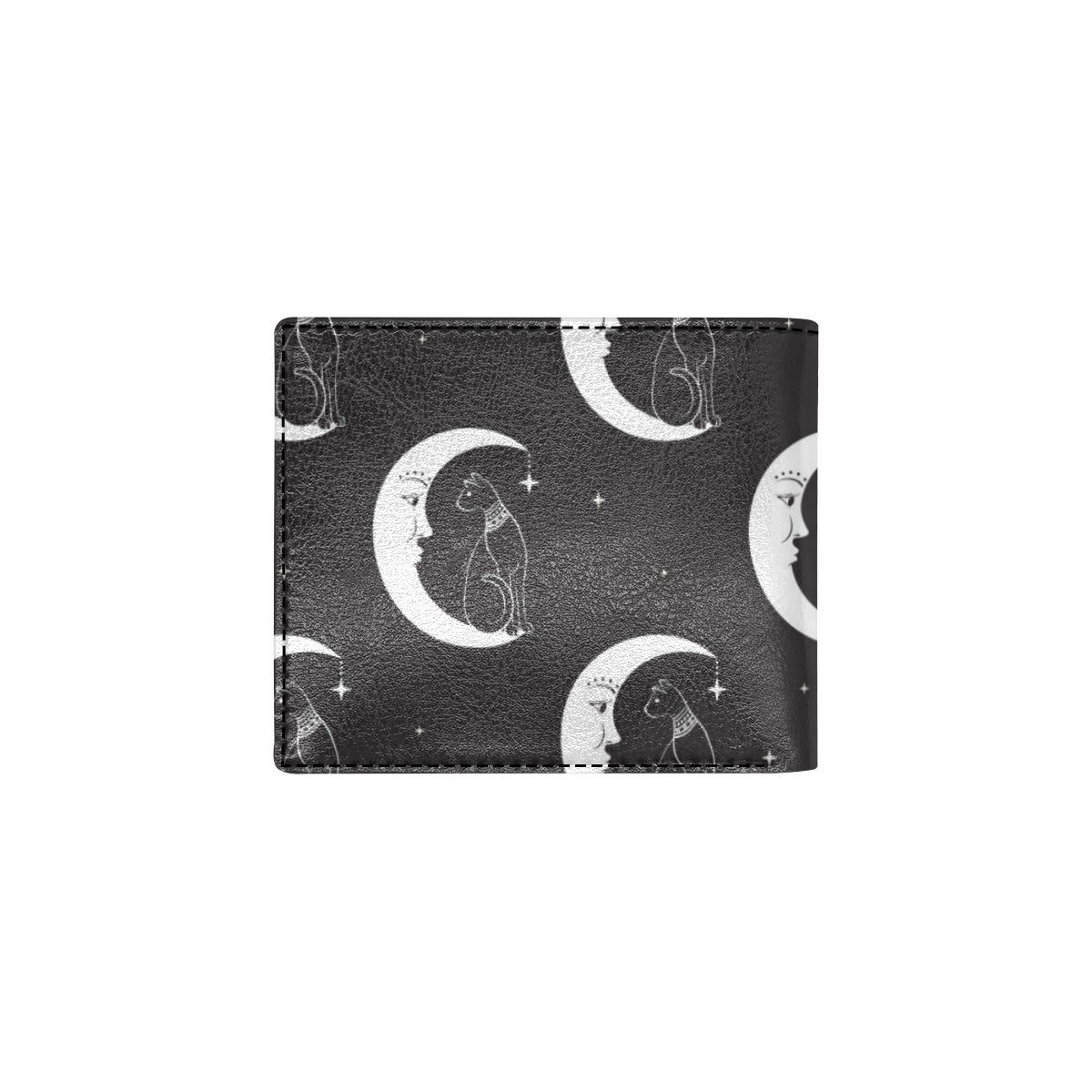 Moon with Cat Pattern Print Design 04 Men's ID Card Wallet