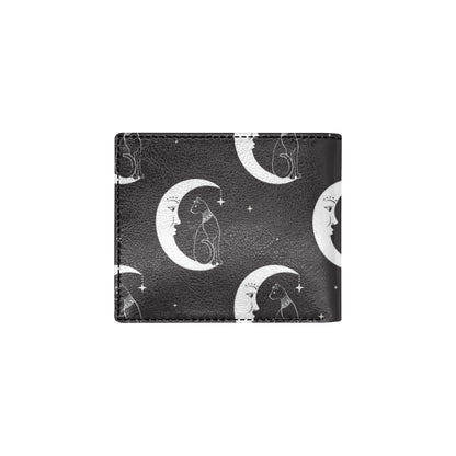 Moon with Cat Pattern Print Design 04 Men's ID Card Wallet