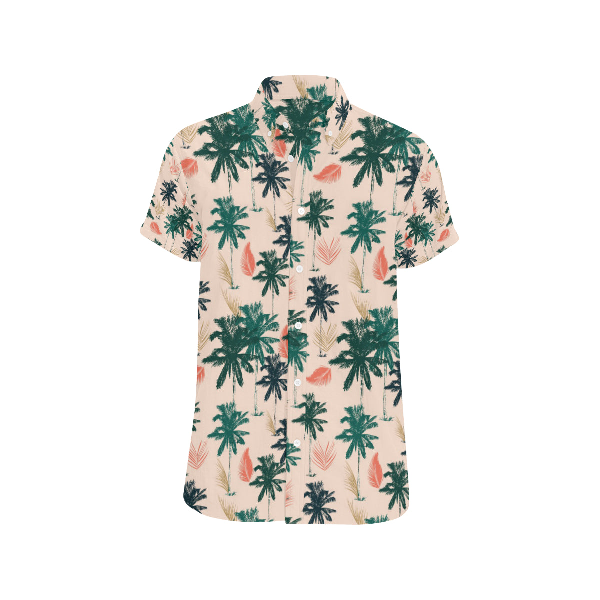 Palm Tree Pattern Print Design PT014 Men's Short Sleeve Button Up Shirt