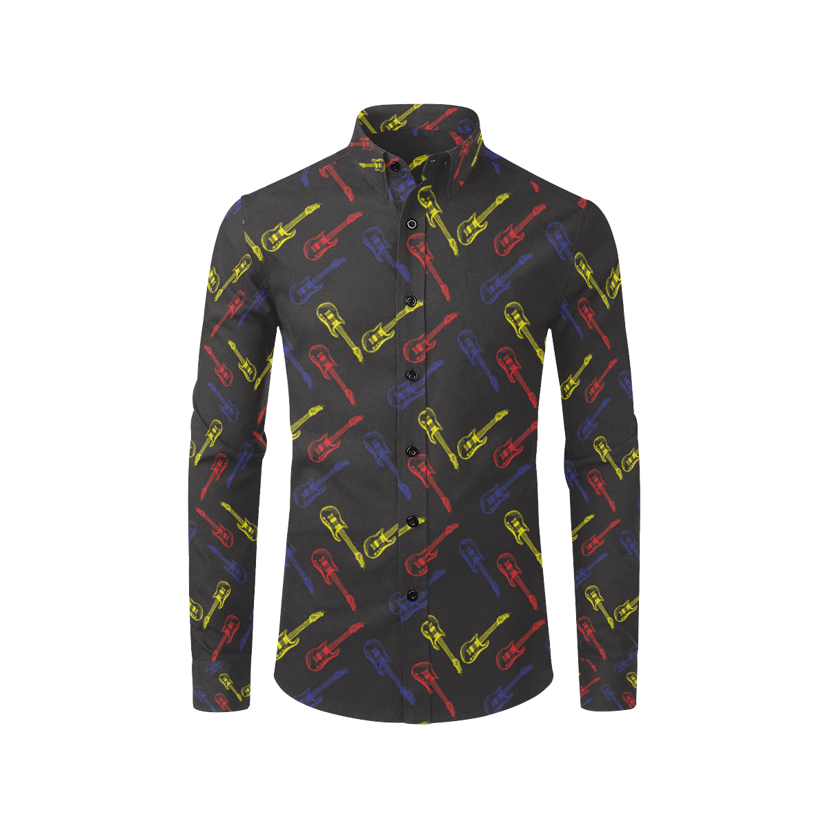 Electric Guitar Pattern Print Design 03 Men's Long Sleeve Shirt